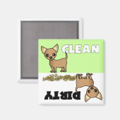 Cute Chihuahua Propre / Lave-vaisselle sale Magnet (Recto/Verso)