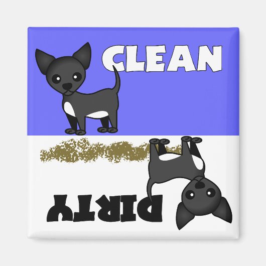 Cute Chihuahua Propre / Lave-vaisselle sale Magnet (Devant)