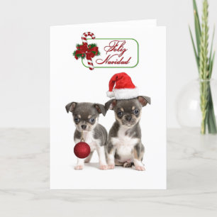 Cute Chihuahua Puppies voor kerstmis Feestdagen Kaart