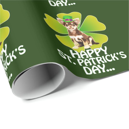 Cute Chihuahua Puppy Pet St. Patrick Day Cadeaupapier (Rol Hoek)