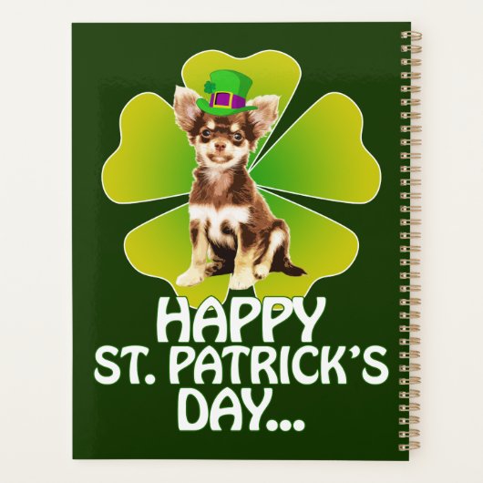 Cute Chihuahua Puppy Pet St. Patrick Day Planner (Achterkant)