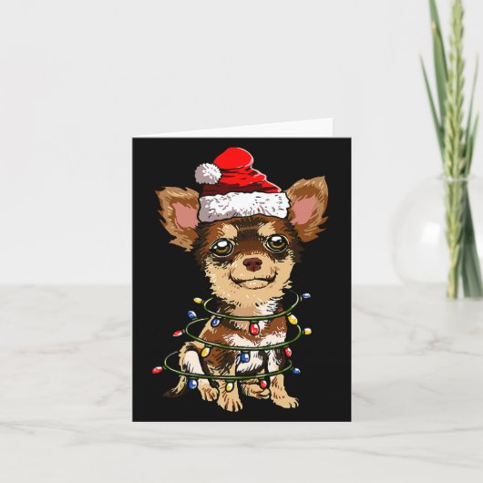 Cute Chihuahua Santa Christmas Tree Lights Xmas Do Kaart (Voorkant)