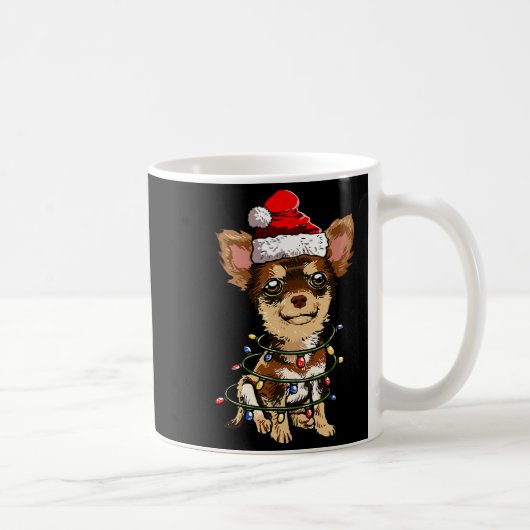 Cute Chihuahua Santa Christmas Tree Lights Xmas Do Koffiemok (Rechts)