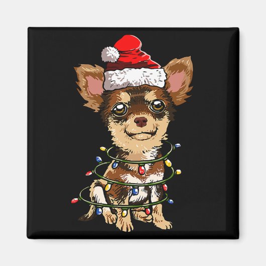 Cute Chihuahua Santa Christmas Tree Lights Xmas Do Magneet (Voorkant)