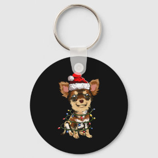 Cute Chihuahua Santa Christmas Tree Lights Xmas Do Sleutelhanger