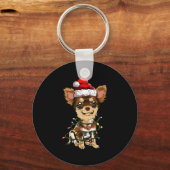 Cute Chihuahua Santa Christmas Tree Lights Xmas Do Sleutelhanger (Voorkant)