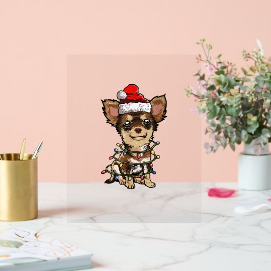Cute Chihuahua Santa Kerstboom Lams Do Acryl Bord (Huwelijk)