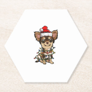Cute Chihuahua Santa Kerstboom Lams Do Kartonnen Onderzetters