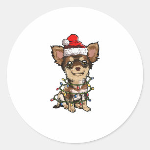 Cute Chihuahua Santa Kerstboom Lams Do Ronde Sticker