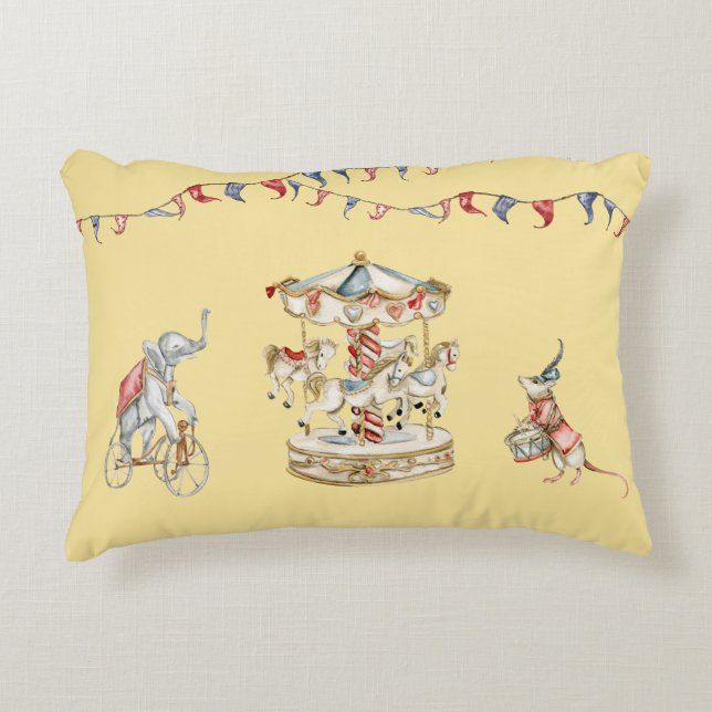 Cute Children Circus Carnival Animals Pattern Accent Kussen (Voorkant)