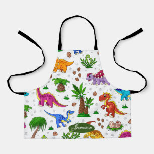 Cute Children Colorful Chef Baking Dinosaur Schort