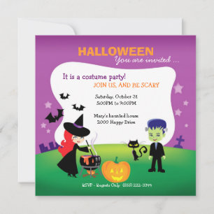 Cute Children Halloween Party met heks Kaart