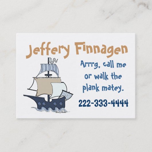 Cute Children's Pirate Ship Calling Card Contactkaartje (Voorkant)