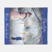 Cute Child's Name, Winter Wonderland, Kerstmis Fleece Deken (Voorkant (Horizontaal))