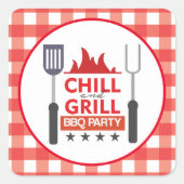 Cute Chill en grill bbq party sticker (Voorkant)