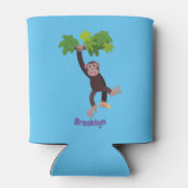 Cute chimpansee in oerwoud hangende cartoon blikjeskoeler (Achterkant)