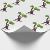 Cute chimpansee in oerwoud hangende cartoon cadeaupapier (Hoek)
