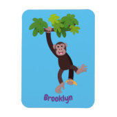 Cute chimpansee in oerwoud hangende cartoon magneet (Verticaal)
