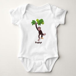 Cute chimpansee in oerwoud hangende cartoon romper