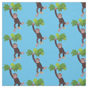 Cute chimpansee in oerwoud hangende cartoon stof