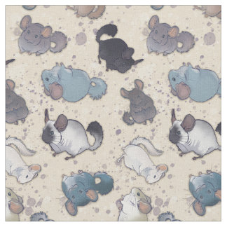 Cute Chinchilla Scatter Cute Animals op Cream Stof
