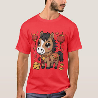 Cute Chinees Nieuwjaars Paard T-shirt | Maan Nieuw