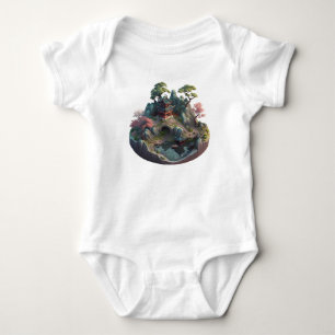 Cute Chinese Fantasy 3D Landscape Baby Bodysuit