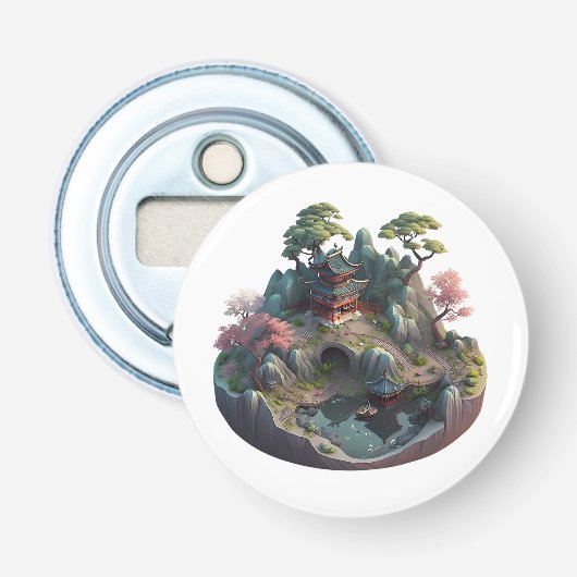 Cute Chinese Fantasy 3D Landscape Bottle Opener (Voorkant)