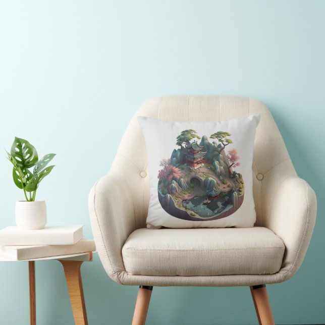 Cute Chinese Fantasy 3D Landscape Pillow Kussen (Stoel)