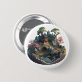 Cute Chinese Fantasy 3D Landscape Round Button (Voorkant /achterkant)
