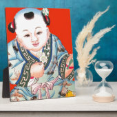 Cute Chinese Laughing Good Luck Buddha op red Fotoplaat (Zijkant)