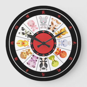 Cute Chinese Zodiac Circle Wall klokken