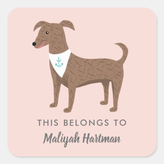 Cute chiot filles Nom de l'école Étiquettes (Devant)