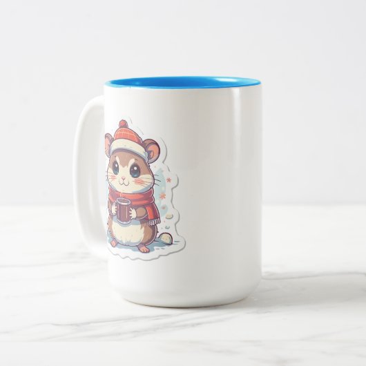 Cute Chipmunk dressed for winter with a hot mug (Devant gauche)