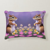 Cute Chipmunk in Flowers Accent Kussen (Voorkant)