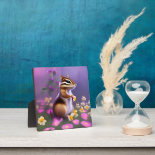 Cute Chipmunk in Flowers Fotoplaat