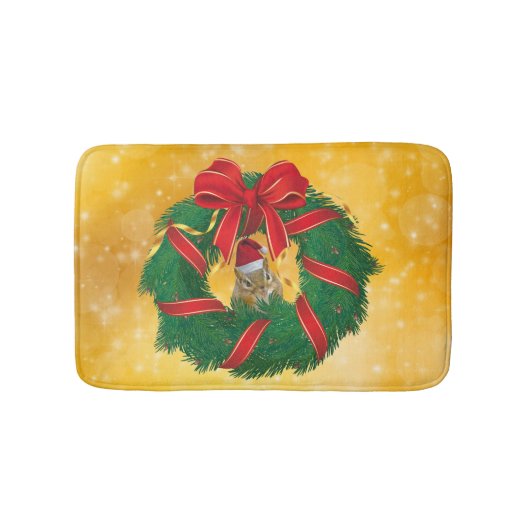 Cute Chipmunk Kerstmis Badmat (Voorkant)