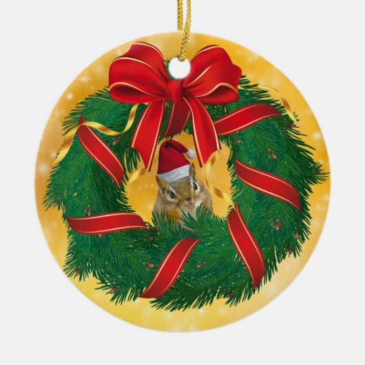 Cute Chipmunk Kerstmis Keramisch Ornament (Voorkant)