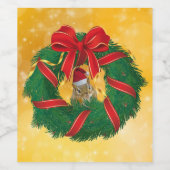 Cute Chipmunk Kerstmis Wijn Etiket (Enkel label)