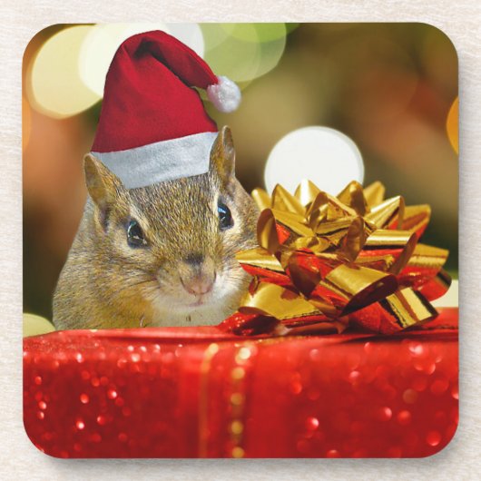 Cute Chipmunk Merry Kerstmis Drankjes Onderzetter (Voorkant)
