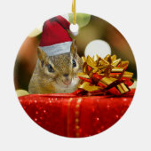 Cute Chipmunk Merry Kerstmis Keramisch Ornament (Achterkant)