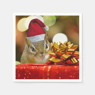 Cute Chipmunk Merry Kerstmis Servet