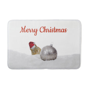 Cute Chipmunk Silver en Sneeuwkerstfeestdag Badmat