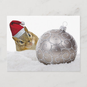 Cute Chipmunk Silver en Sneeuwkerstfeestdag Feestdagenkaart