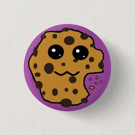 Cute chocolade chip koekje paars ronde button 3,2 cm (Voorkant)