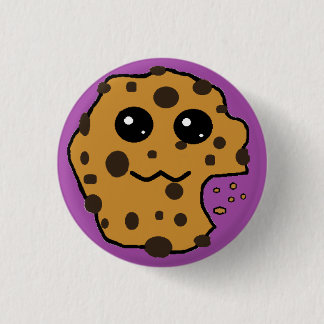 Cute chocolade chip koekje paars ronde button 3,2 cm