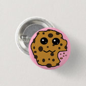 Cute chocolade chip koekje roze ronde button 3,2 cm (Voorkant /achterkant)