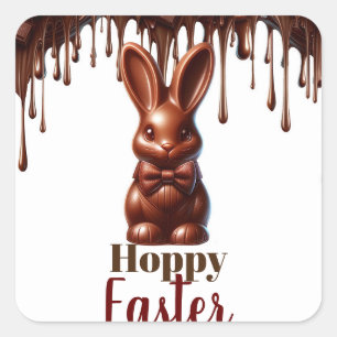 Cute Chocolade Strikdas Paashaas Snoepjes Vierkante Sticker