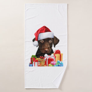 Cute Chocolat Lab Puppy Santa Hat Fun Image Chris