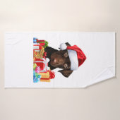 Cute Chocolat Lab Puppy Santa Hat Fun Image Chris (Serviette de bain)